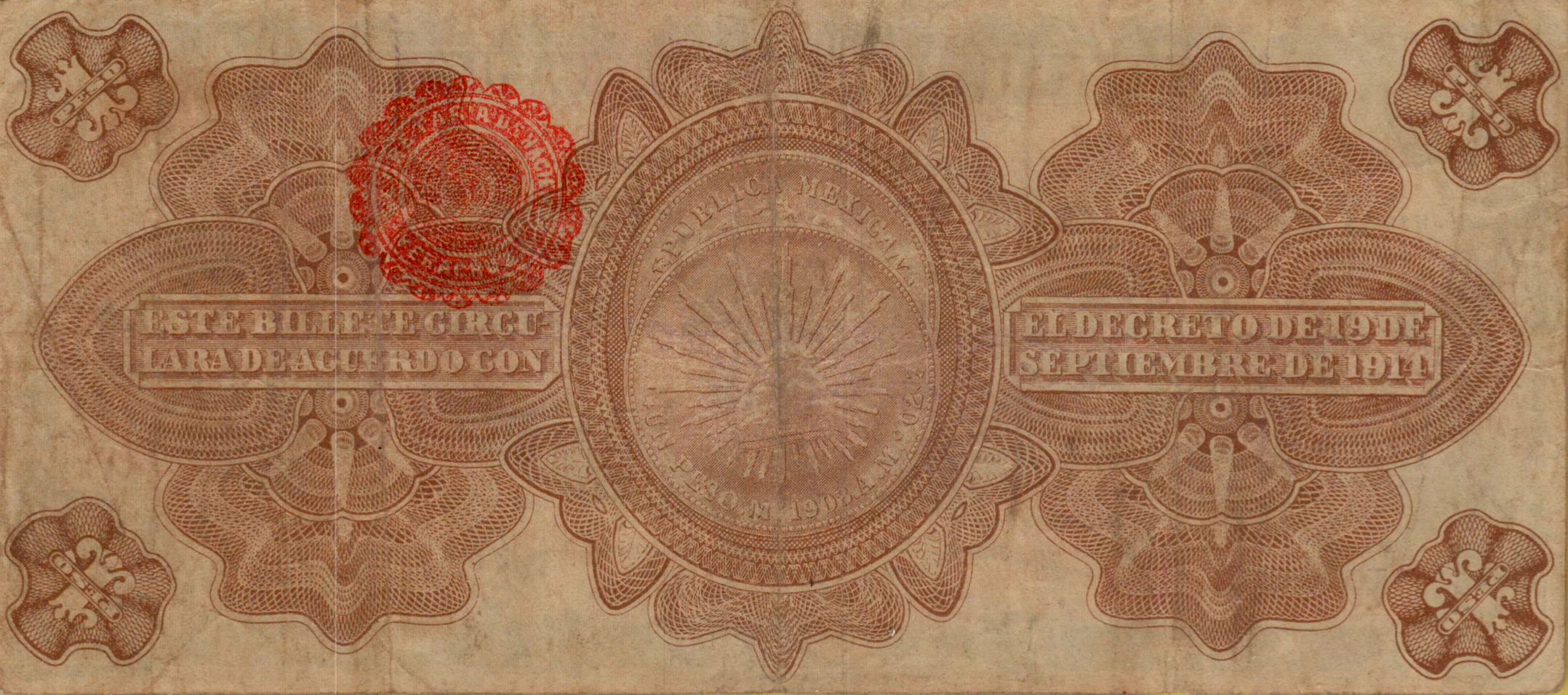 Mexico (Revolutionary) 1 1915 XF+ PS-1101/a1